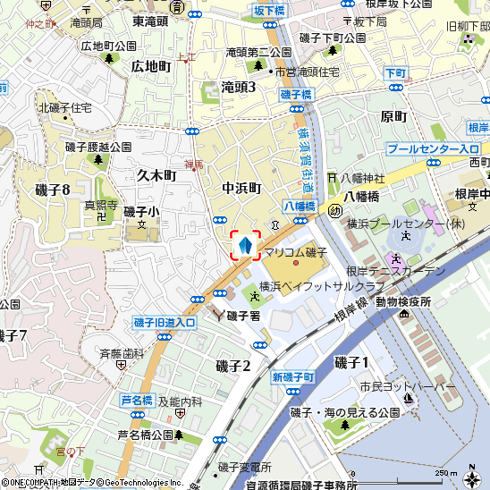 磯子支店付近の地図